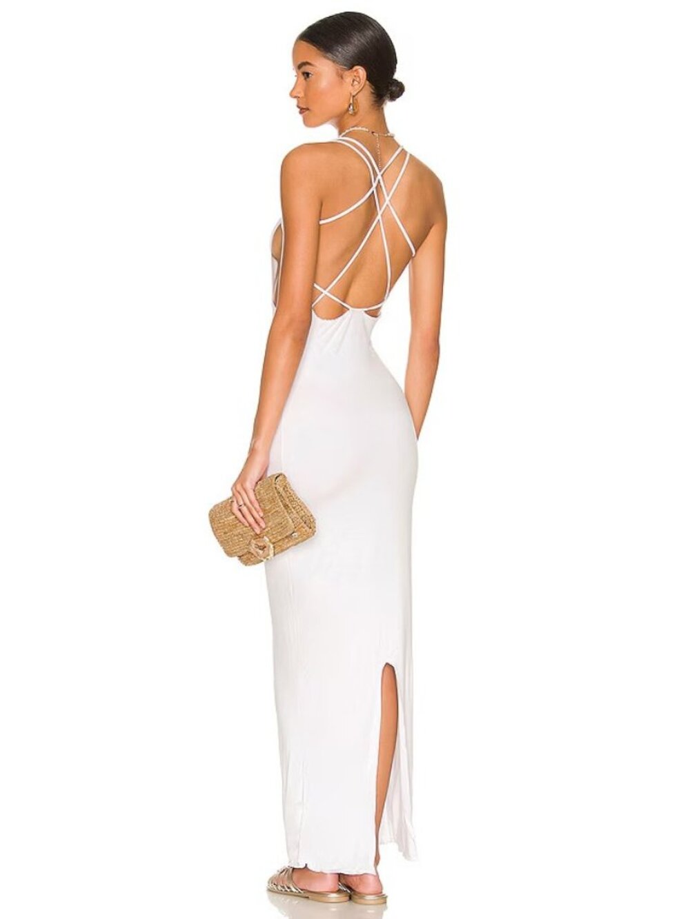 Indah Tamri Maxi String Back Dress in White